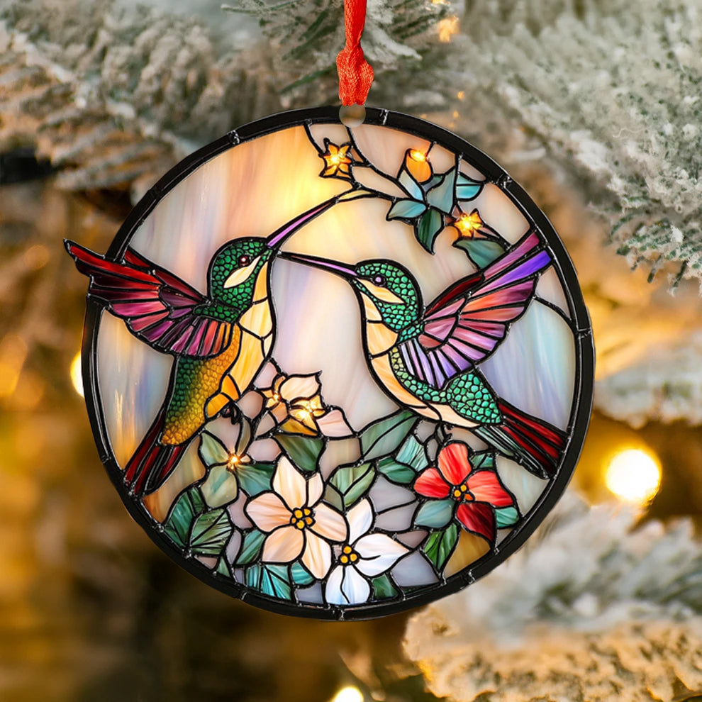Spheregoods 2D Acrylic Ornament Floral Hummingbirds