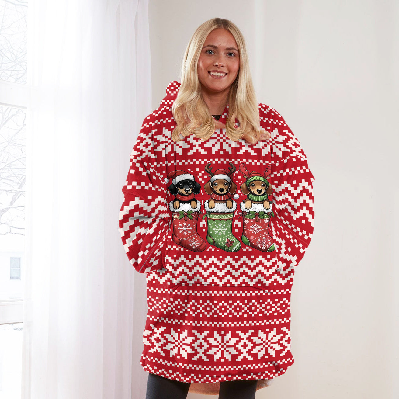 Spheregoods Huggie Blanket Festive Dachshund Snuggle