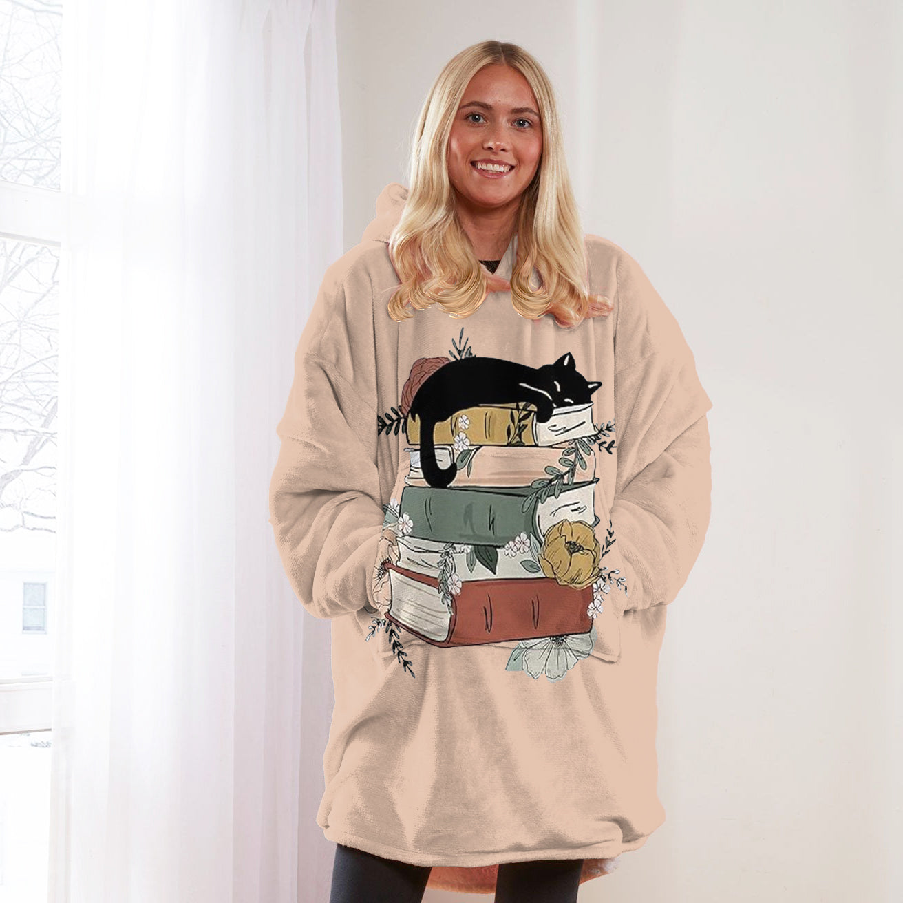 Spheregoods Huggie Blanket Bookish Cat Comfort