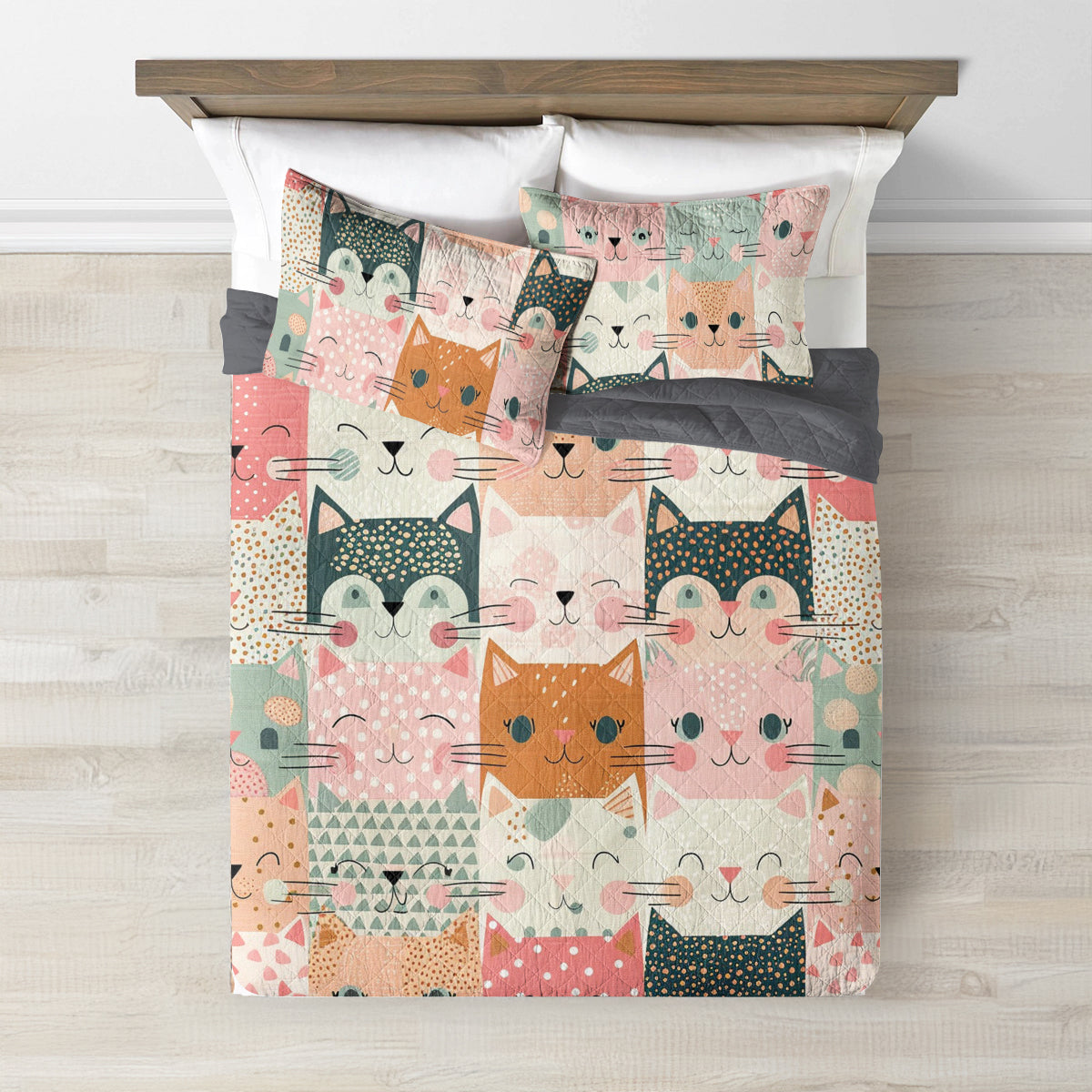 Spheregoods Quilt 3-Piece Set Cat fabric pattern quilt