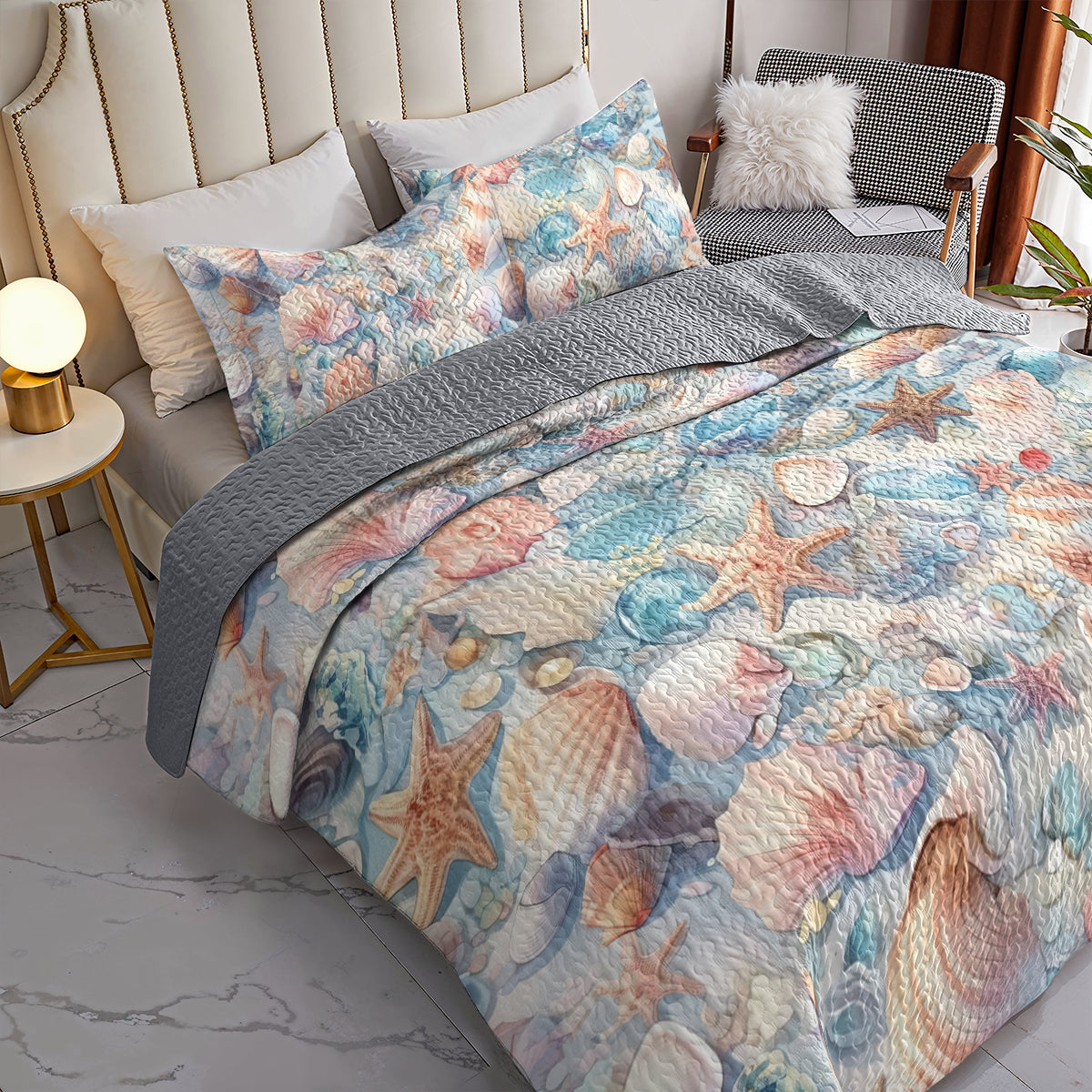 Spheregoods Quilt 3-Piece Shell Coasters