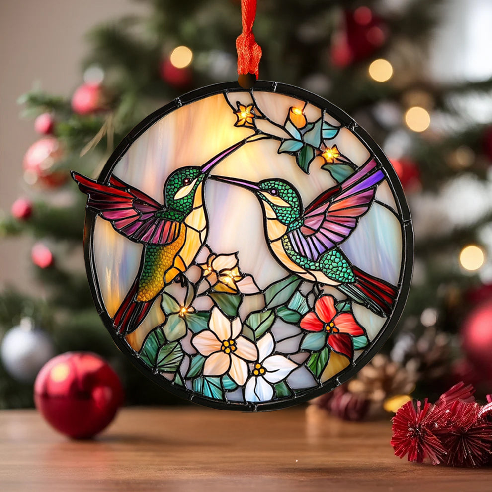 Spheregoods 2D Acrylic Ornament Floral Hummingbirds