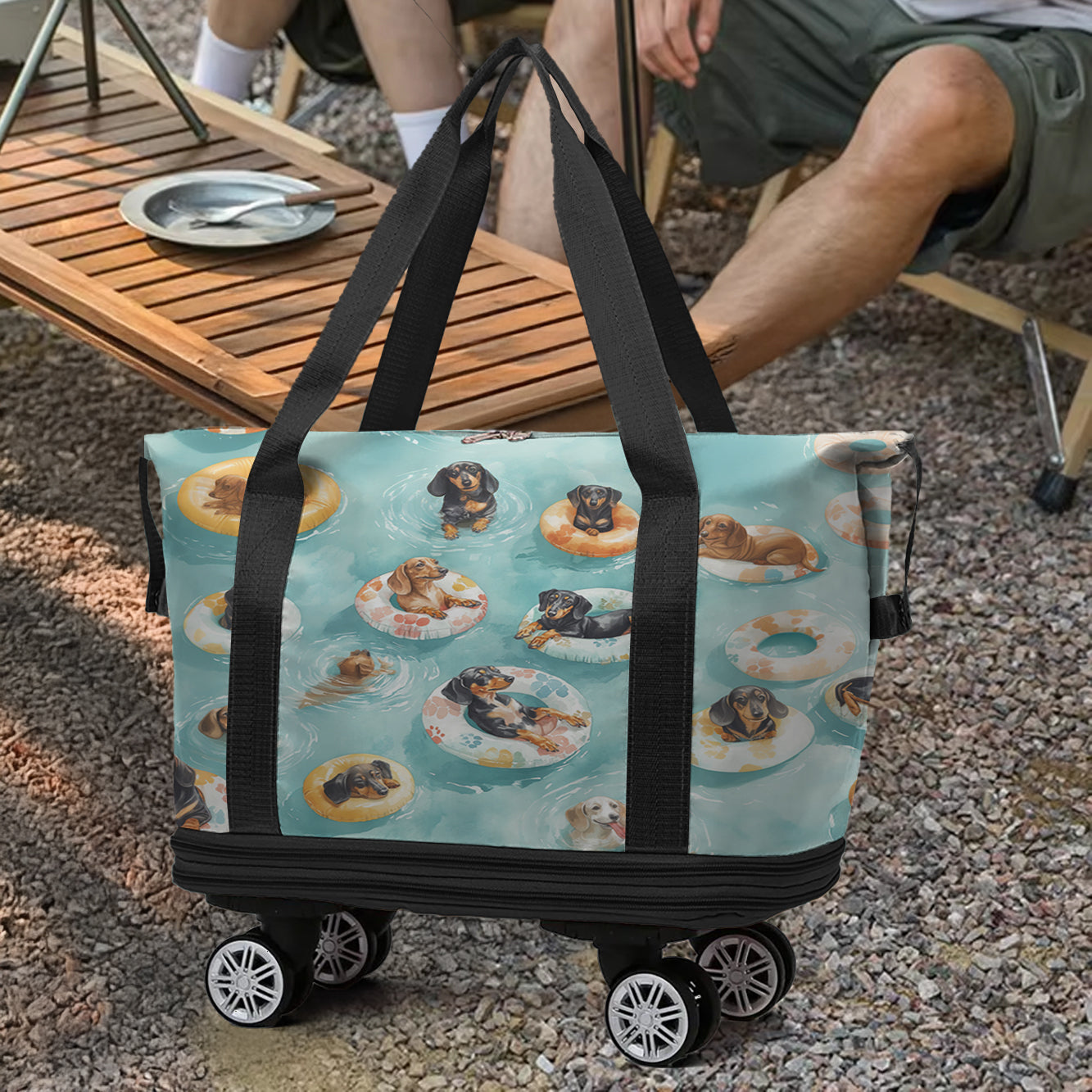 Spheregoods Luggage Bag Dachshund Pool Party