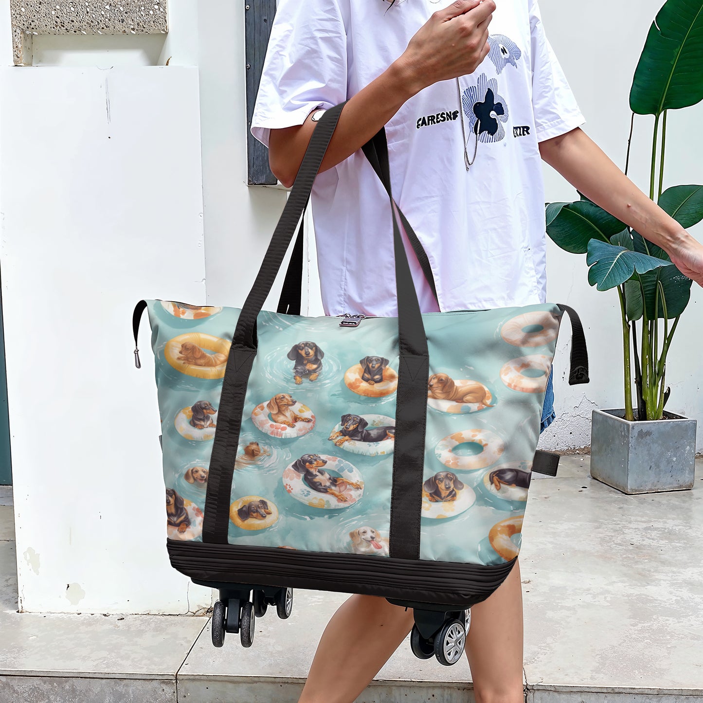 Spheregoods Luggage Bag Dachshund Pool Party