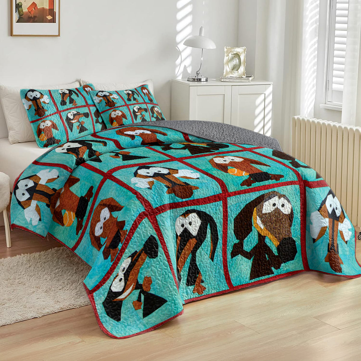 Spheregoods All Season Quilt 3-Piece Set Dachshund