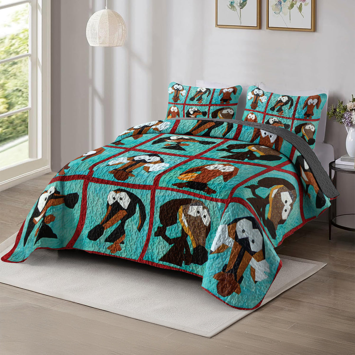 Spheregoods All Season Quilt 3-Piece Set Dachshund