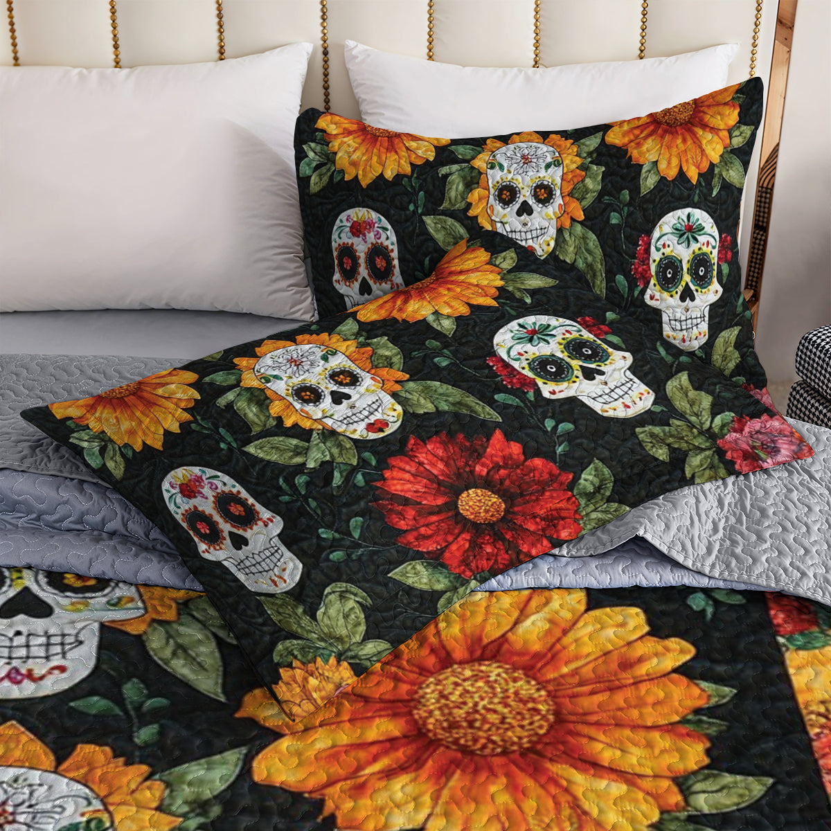 Spheregoods All Season Quilt 3-Piece Set Flor de Muerto