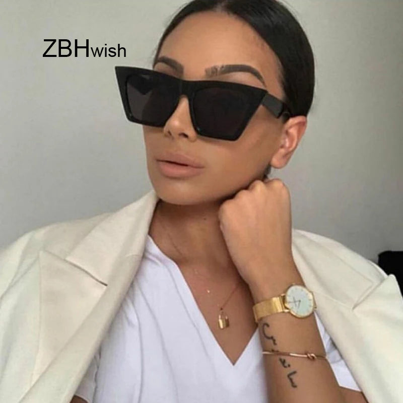 Luxury Designer Square Sunglasses – Vintage Cat Eye Shades for Women & Men