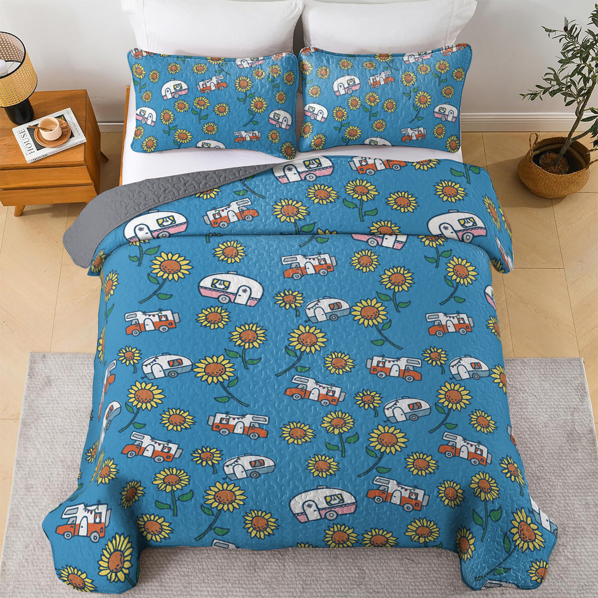 Spheregoods All Season Quilt 3-Piece Set Life is good with camping
