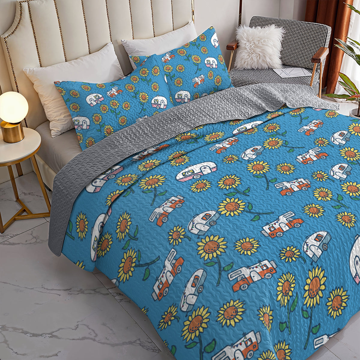 Spheregoods All Season Quilt 3-Piece Set Life is good with camping