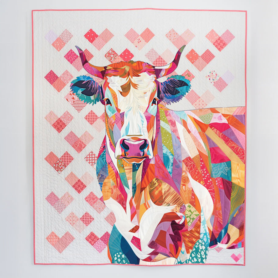 Spheregoods Quilt 3-Piece Set Lovely Cow Cotton Fabric Pattern