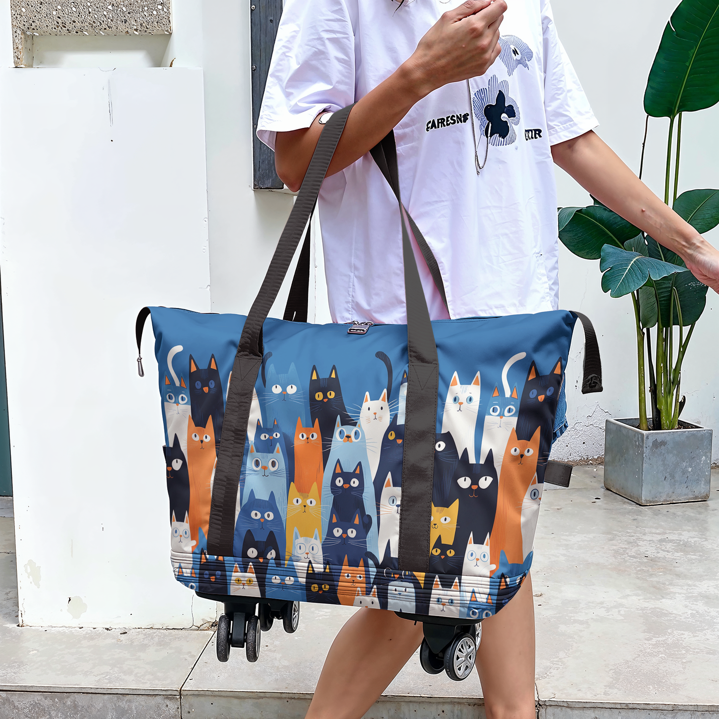 Spheregoods Luggage Bag Cat Crowd