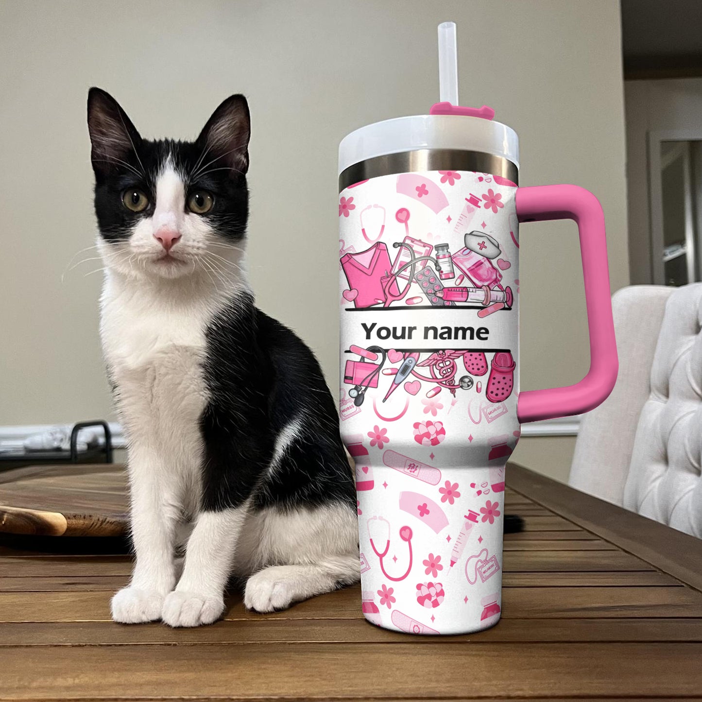 Spheregoods Personalized Tumbler Nurse Blossom