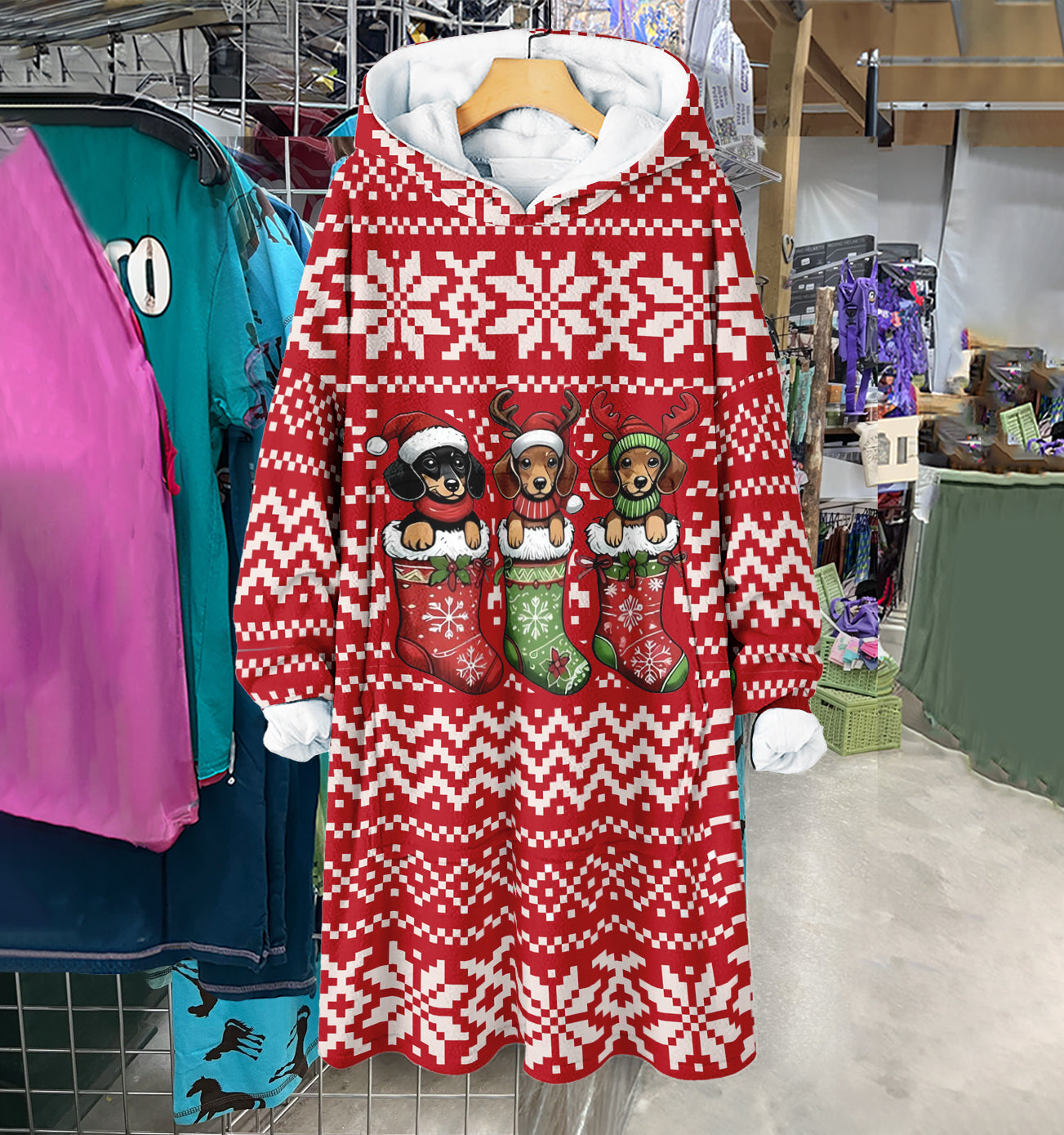 Spheregoods Huggie Blanket Festive Dachshund Snuggle