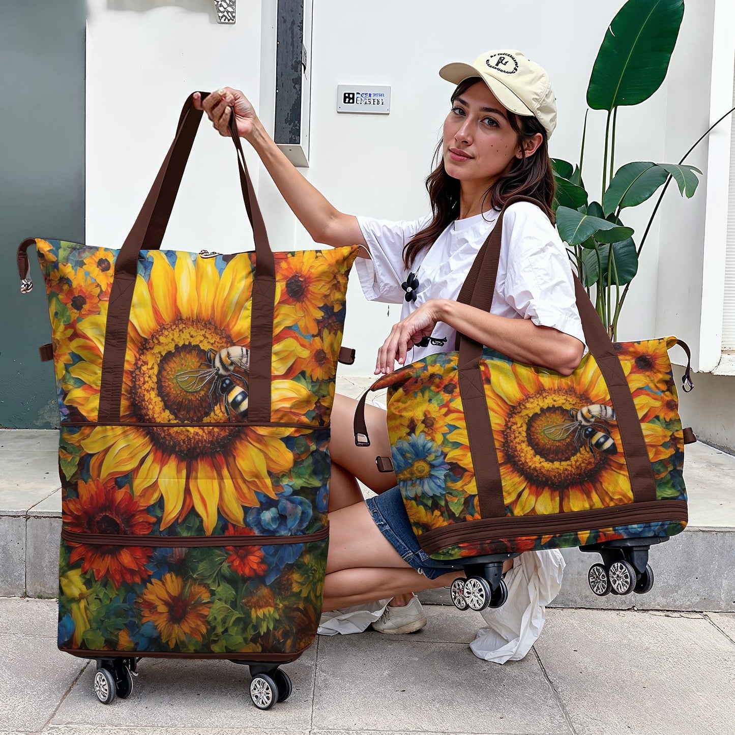 Spheregoods™ Luggage Bag Sunflower Bee Delight