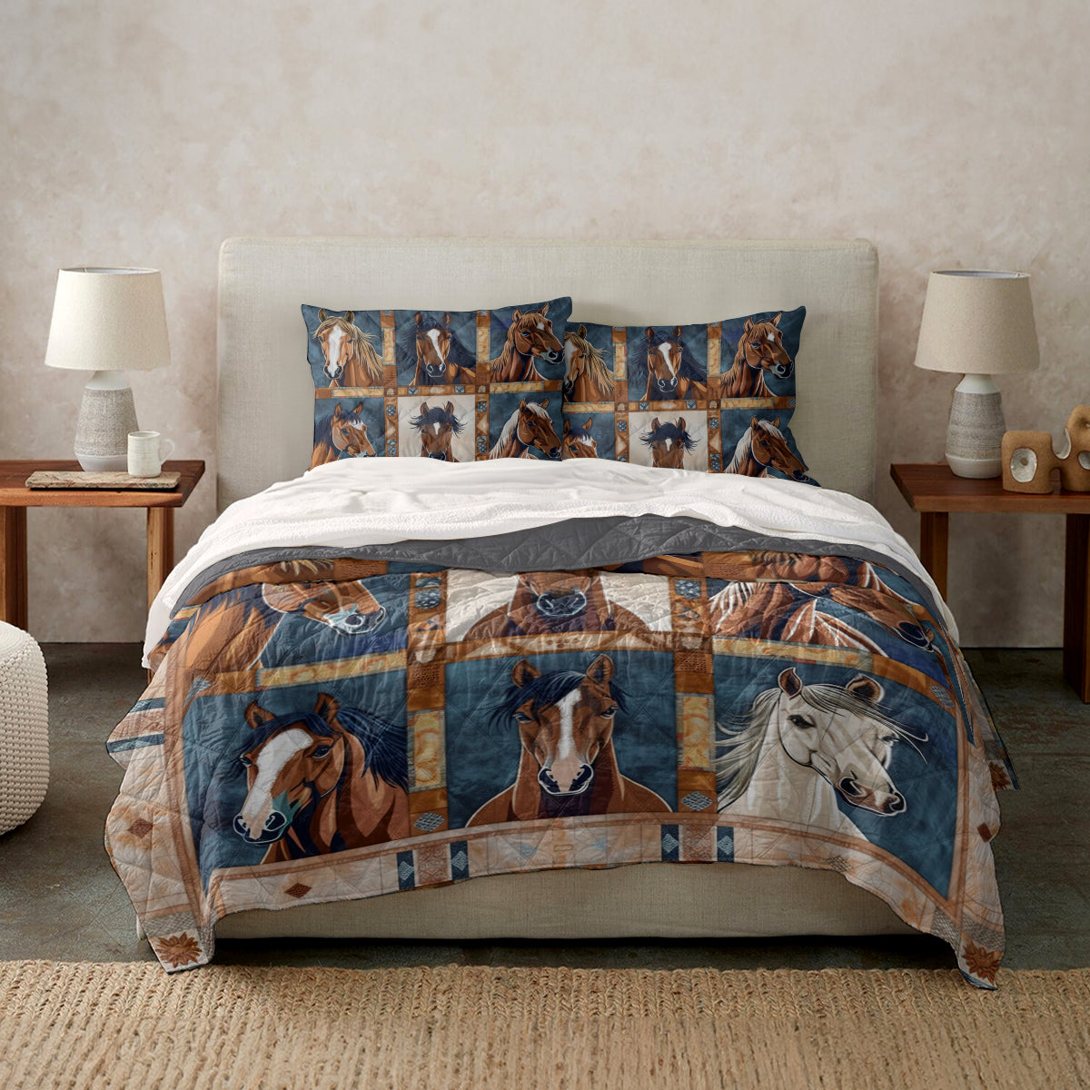 Spheregoods Quilt 3-Piece Set Native Horse