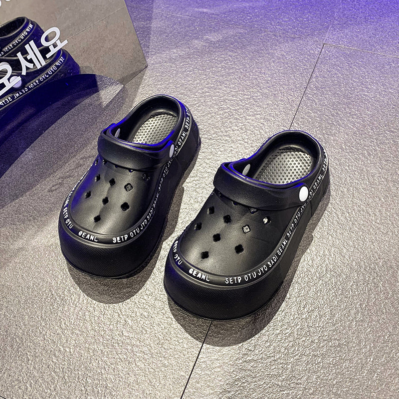 Cartoon Home Two-Way Wear Thick Sole Non Slip Slippers Rhinestone