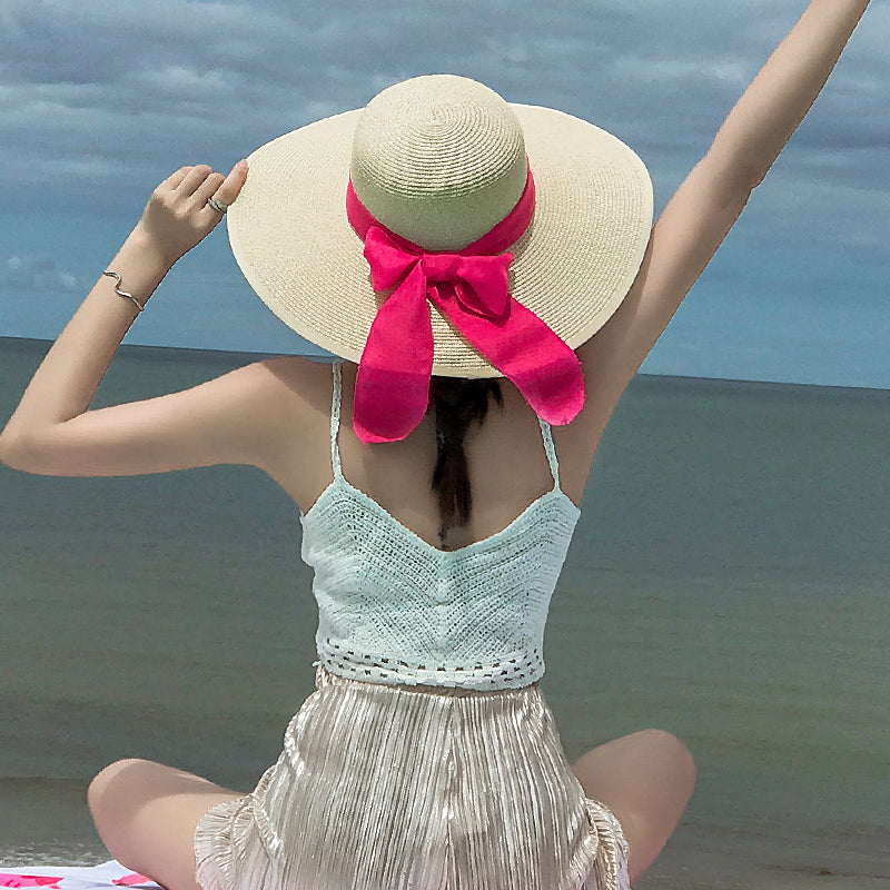 Beach Women's Summer UV Protection Sunshade Big Brimmed Straw Hat