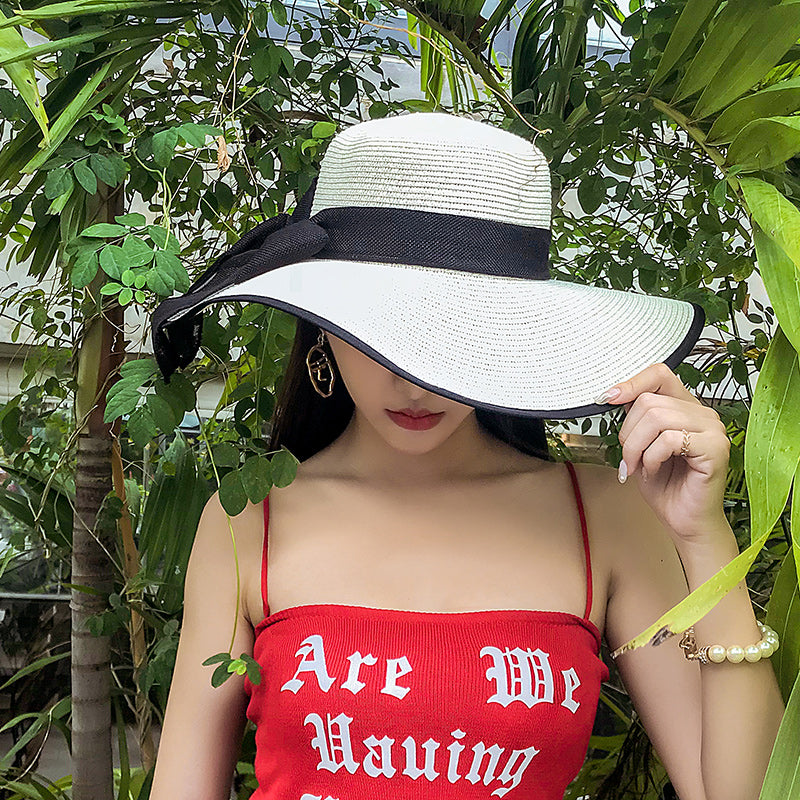 Beach Women's Summer UV Protection Sunshade Big Brimmed Straw Hat