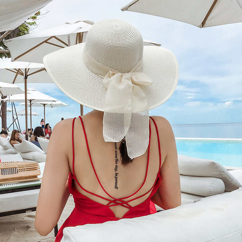 Beach Women's Summer UV Protection Sunshade Big Brimmed Straw Hat