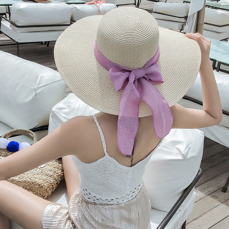 Beach Women's Summer UV Protection Sunshade Big Brimmed Straw Hat