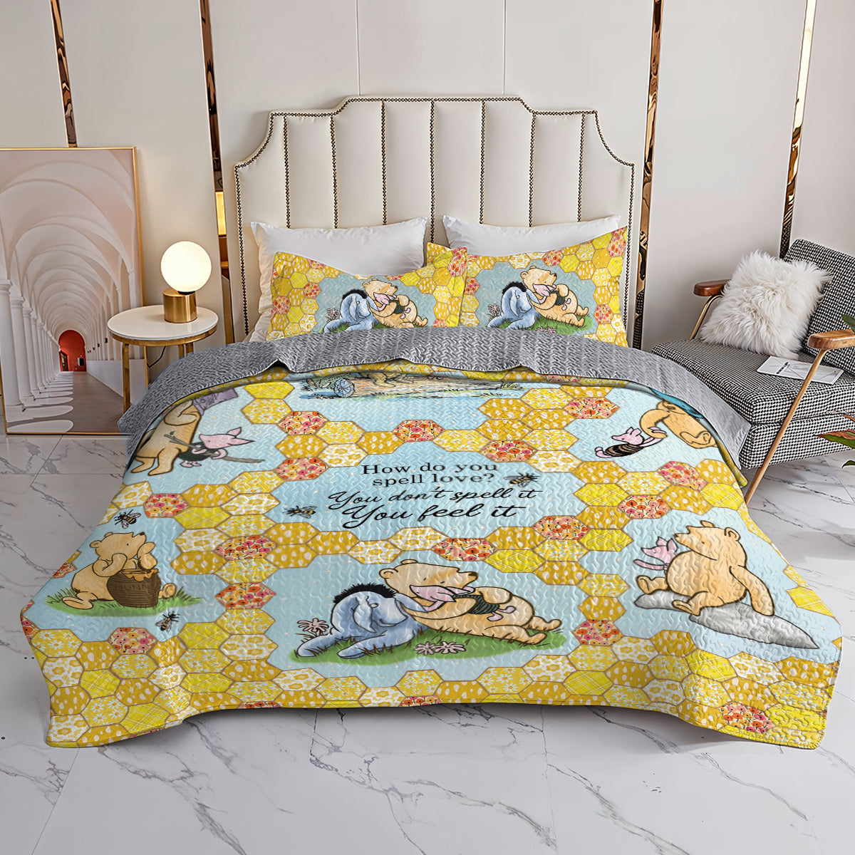 Spheregoods All Season Quilt 3-Piece Set Pooh the Love