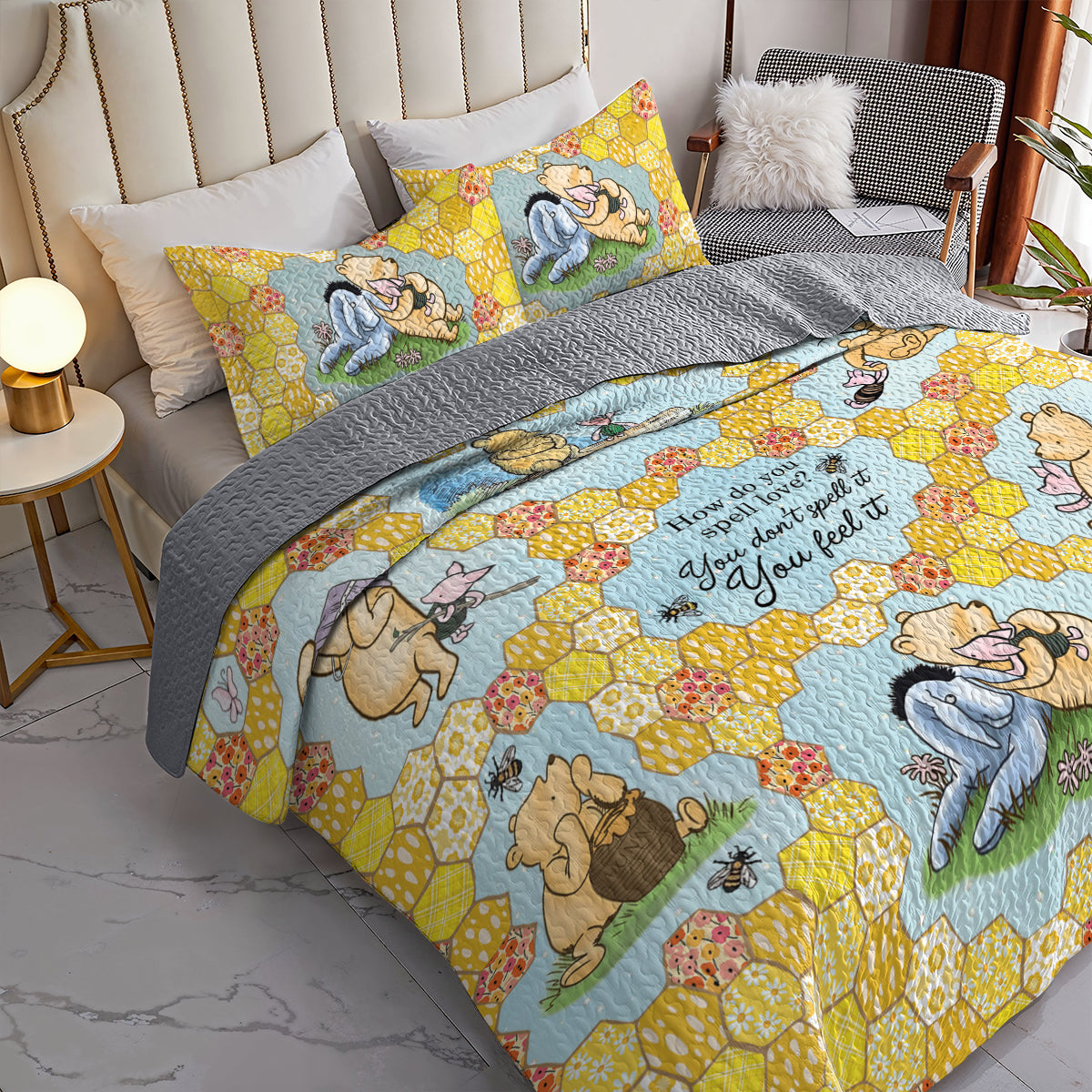 Spheregoods All Season Quilt 3-Piece Set Pooh the Love