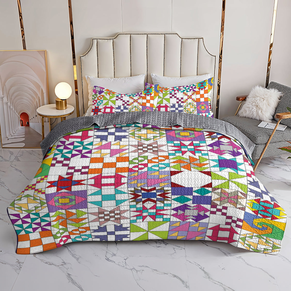 Spheregoods All Season Quilt 3-Piece Set Quilt Blocks