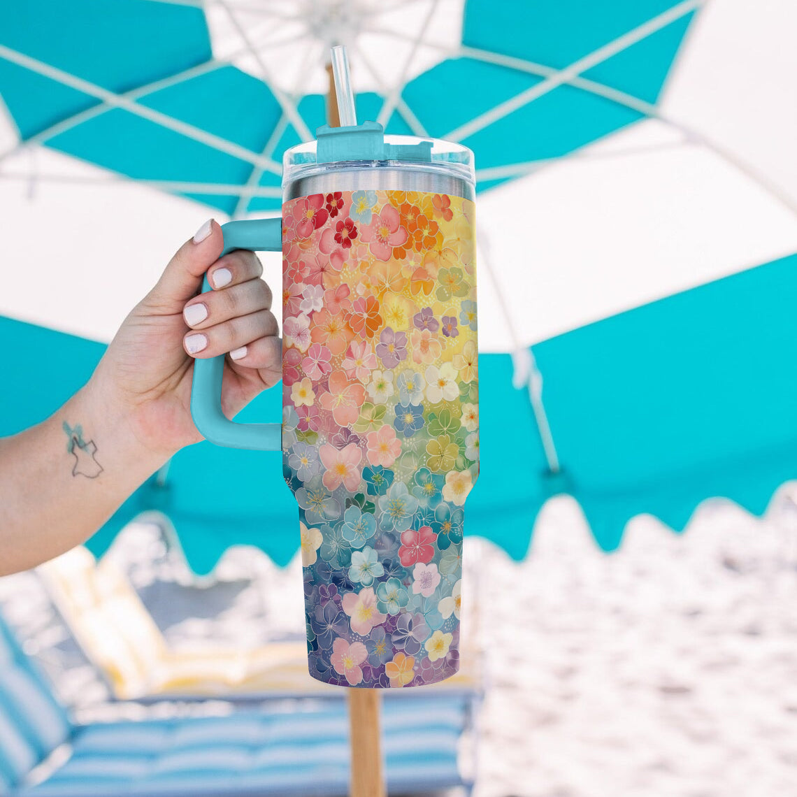 Spheregoods Tumbler Rainbow Floral
