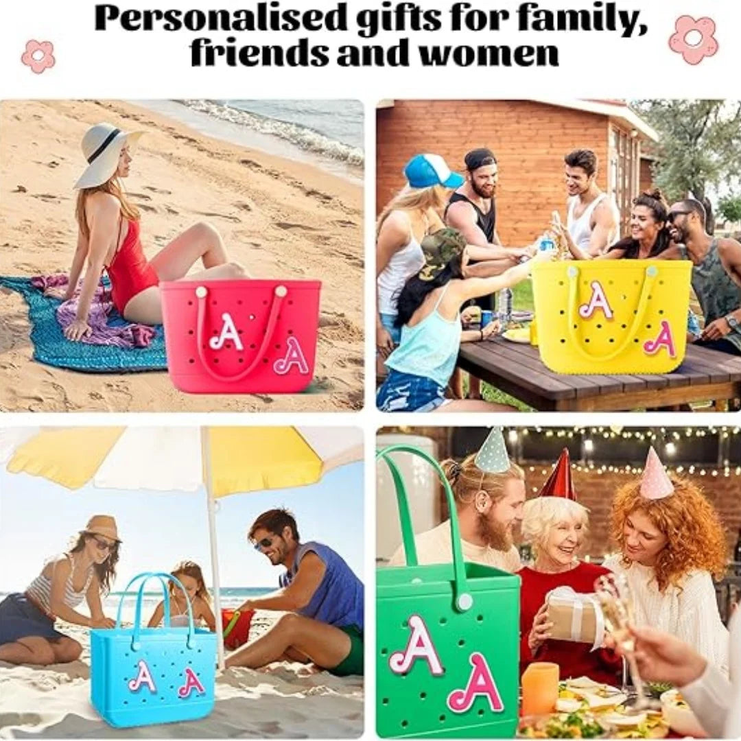 2PCS Alphabet Charms – 3D Letter Accessories for Personalizing Beach Bags