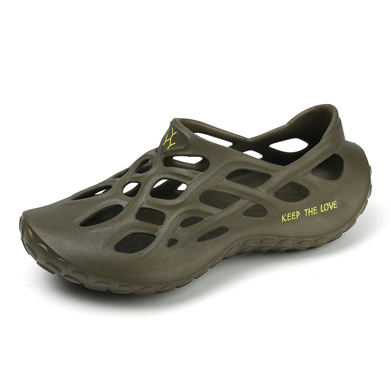 Men’s Summer Hollow EVA Sandals – Waterproof & Non-Slip Beach Shoes