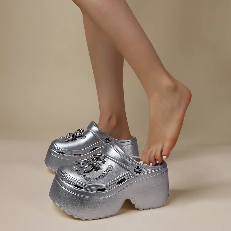 Women’s DIY Clogs – Fashion Chain Wedge Platform Sandals