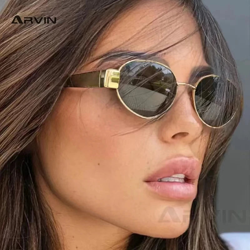 Fashion Oval Sunglasses – Retro Trend Metal Frame UV400 Eyewear