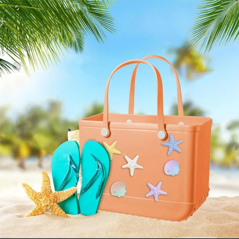 6PCS DIY Beach Bag Charms – Starfish & Shell Waterproof Decorations