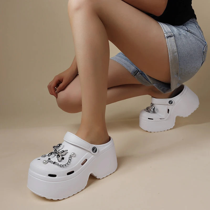 Women’s DIY Clogs – Fashion Chain Wedge Platform Sandals