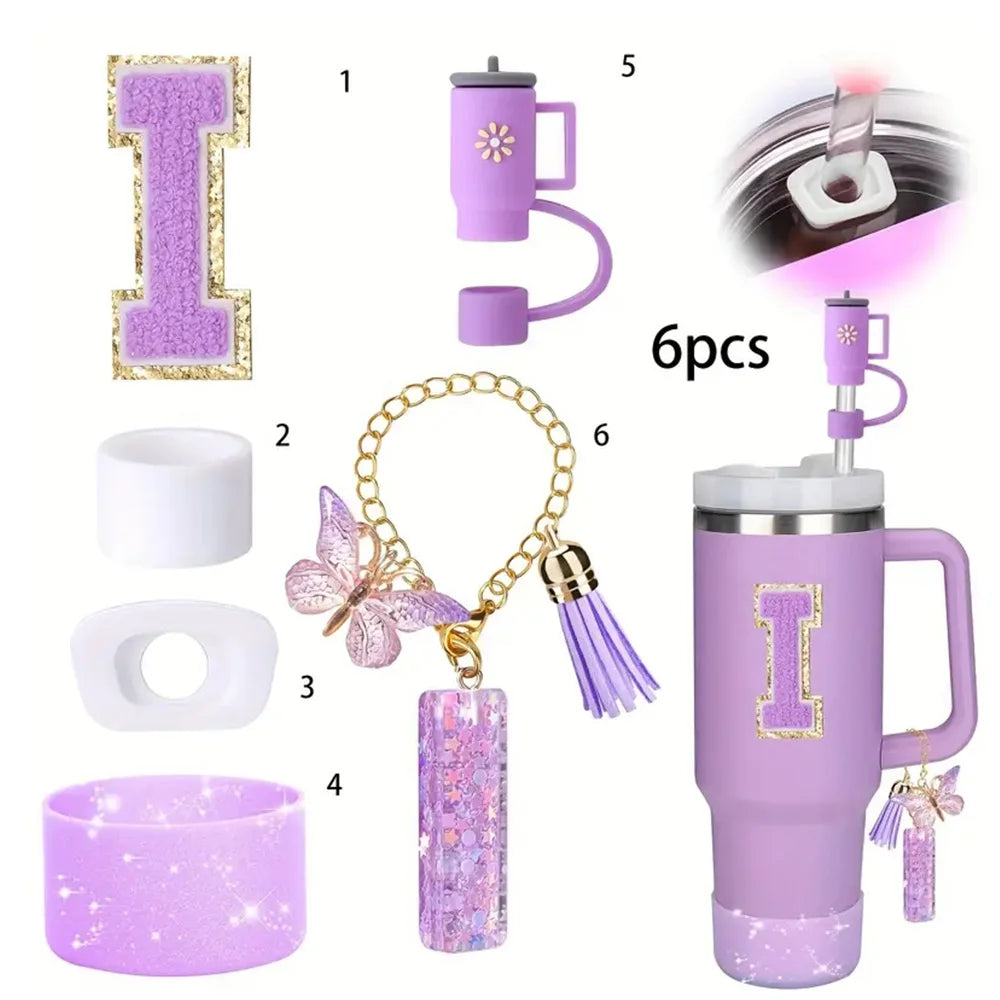 6PCS Tumbler Accessories Set – For 40oz Stanley Cup, Straw Topper, Boot & Stopper