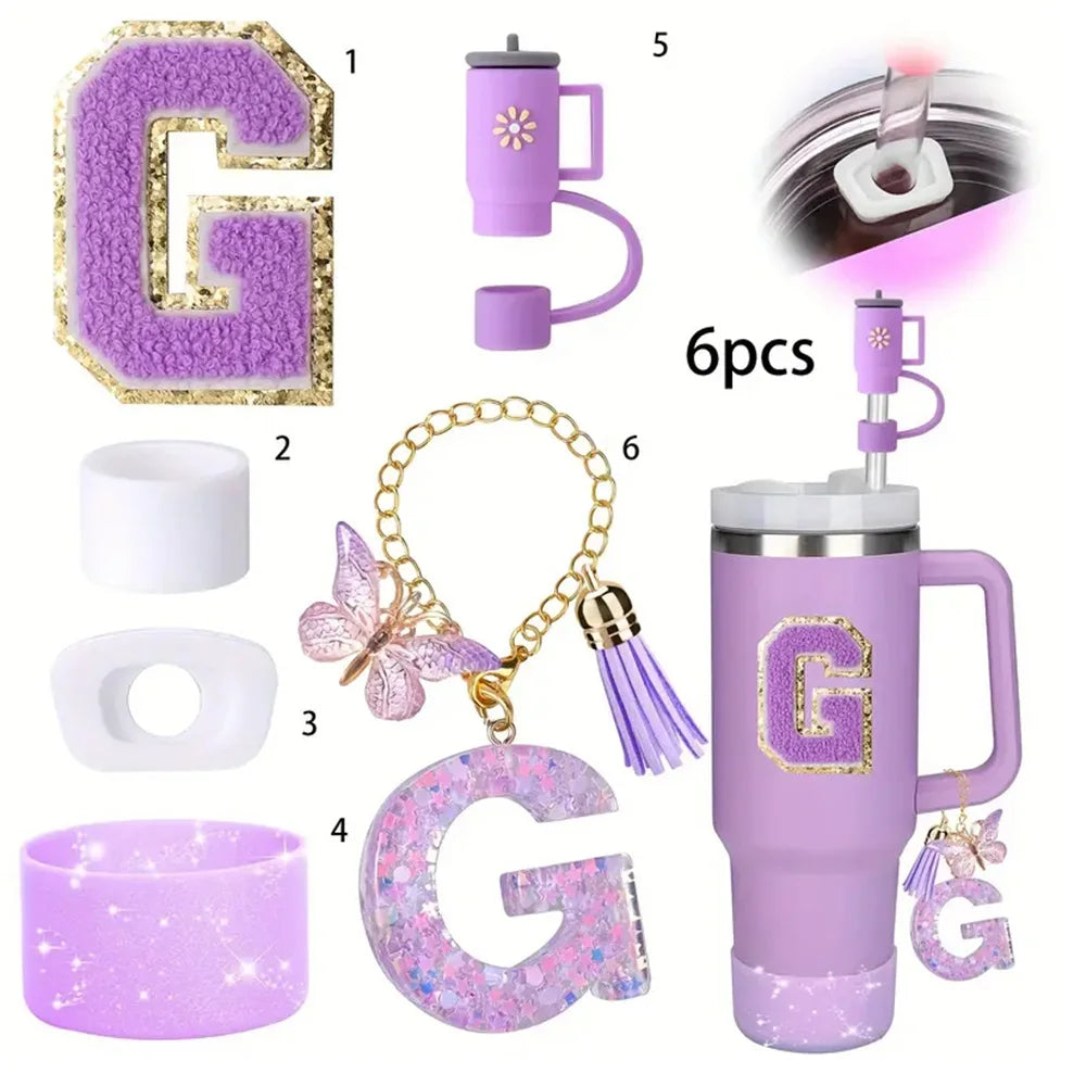 6PCS Tumbler Accessories Set – For 40oz Stanley Cup, Straw Topper, Boot & Stopper