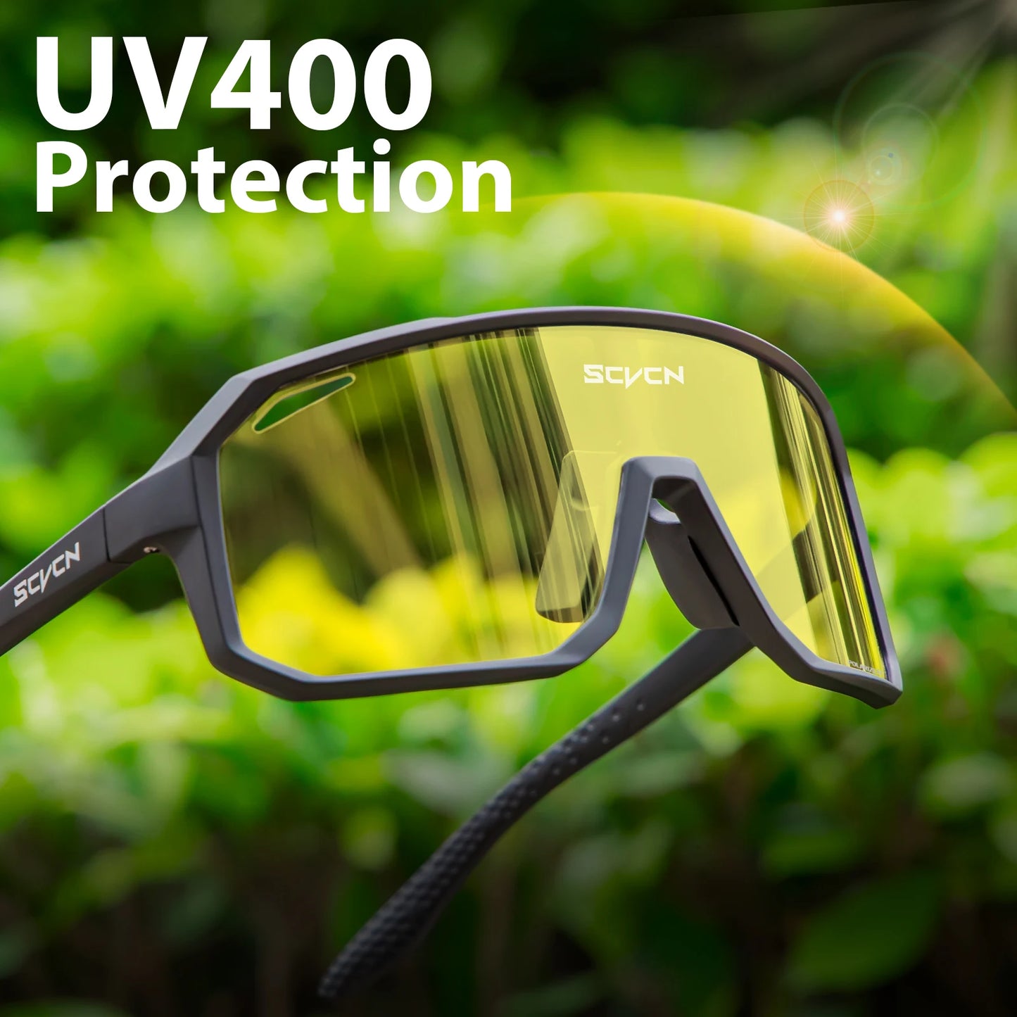 SCVCN Yellow Polarized Cycling Sunglasses – UV400 Sports Eyewear for Men & Women