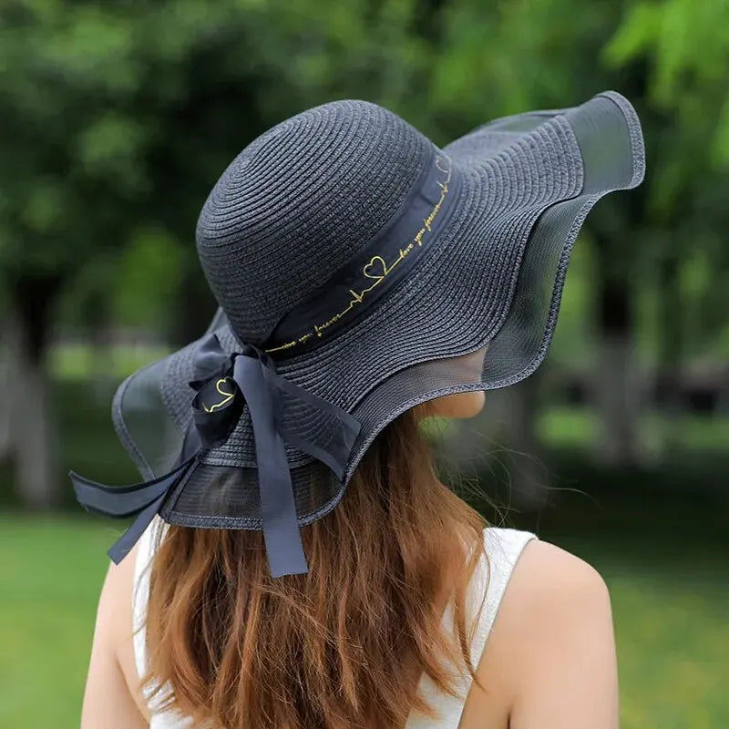 Beach Straw Hat for Women – Korean Style Large Brim Sun Protection Hat