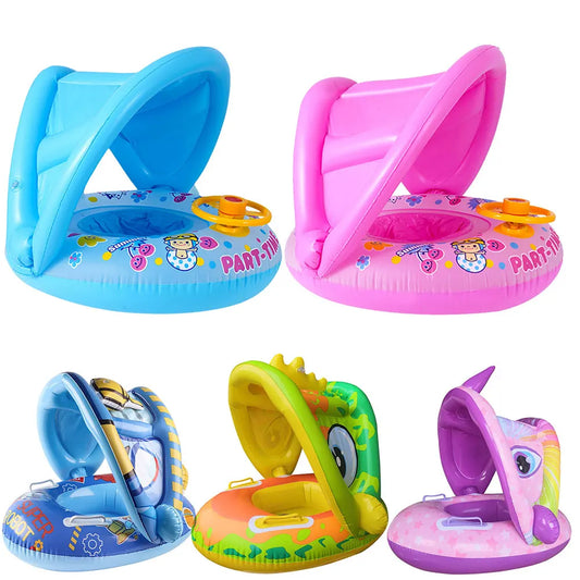 SphereGoods Baby Inflatable Swimming Ring with Sunshade