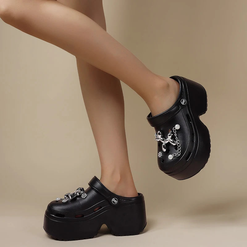 Women’s DIY Clogs – Fashion Chain Wedge Platform Sandals