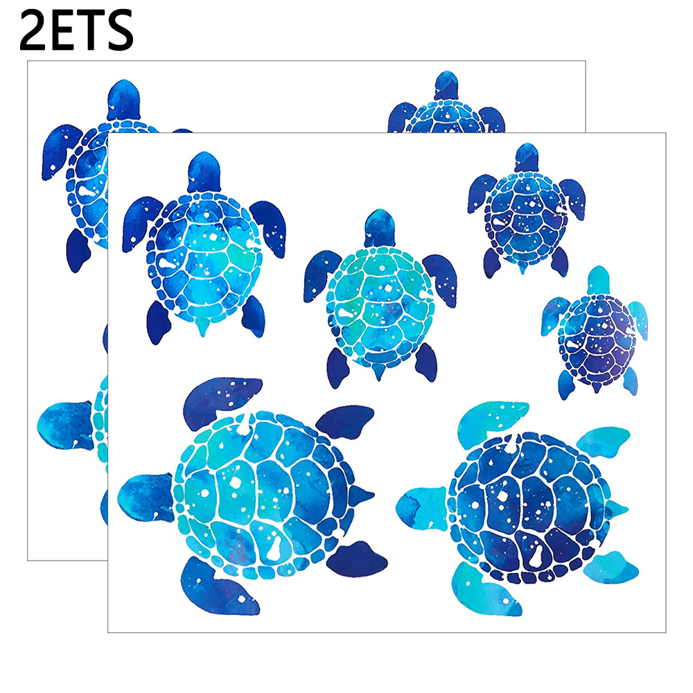 2 Sets (12PCS) Sea Turtle Wall Stickers – Waterproof Ocean Decals