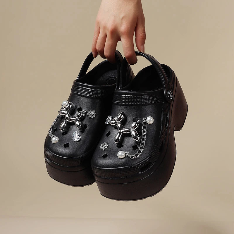 Women’s DIY Clogs – Fashion Chain Wedge Platform Sandals