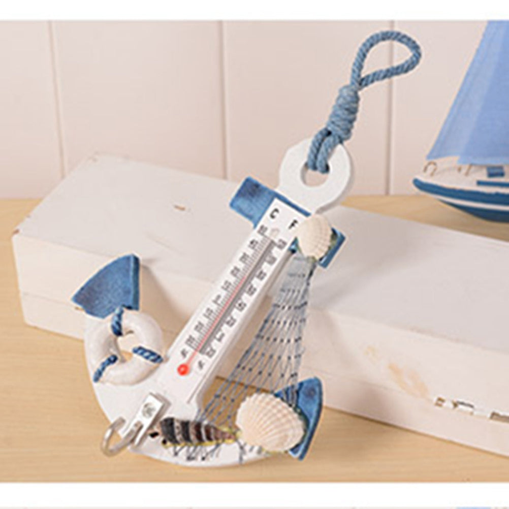 Wooden Anchor Thermometer – Nautical Wall Decor