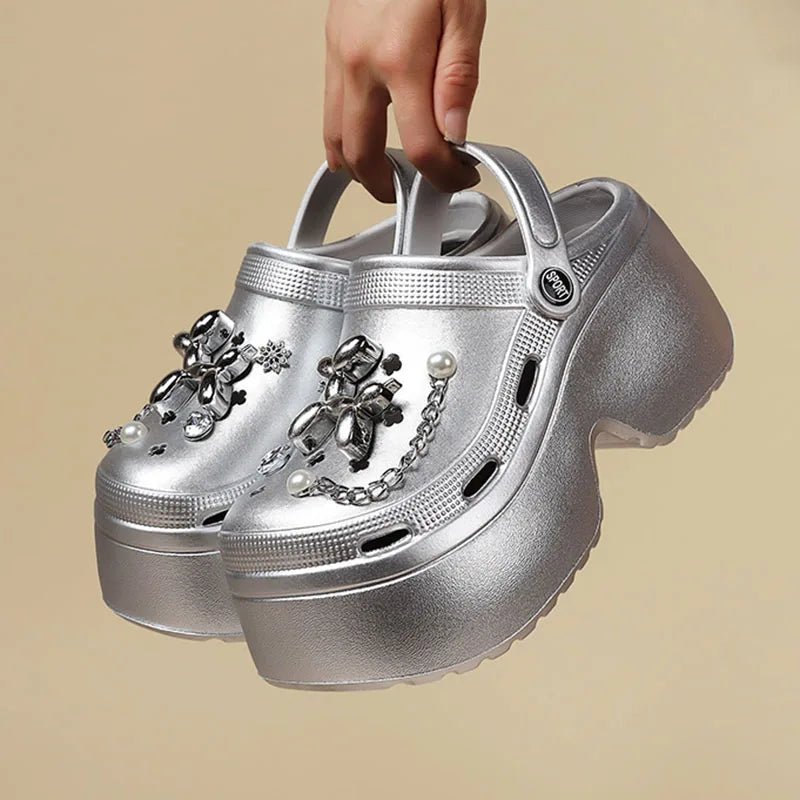 Women’s DIY Clogs – Fashion Chain Wedge Platform Sandals
