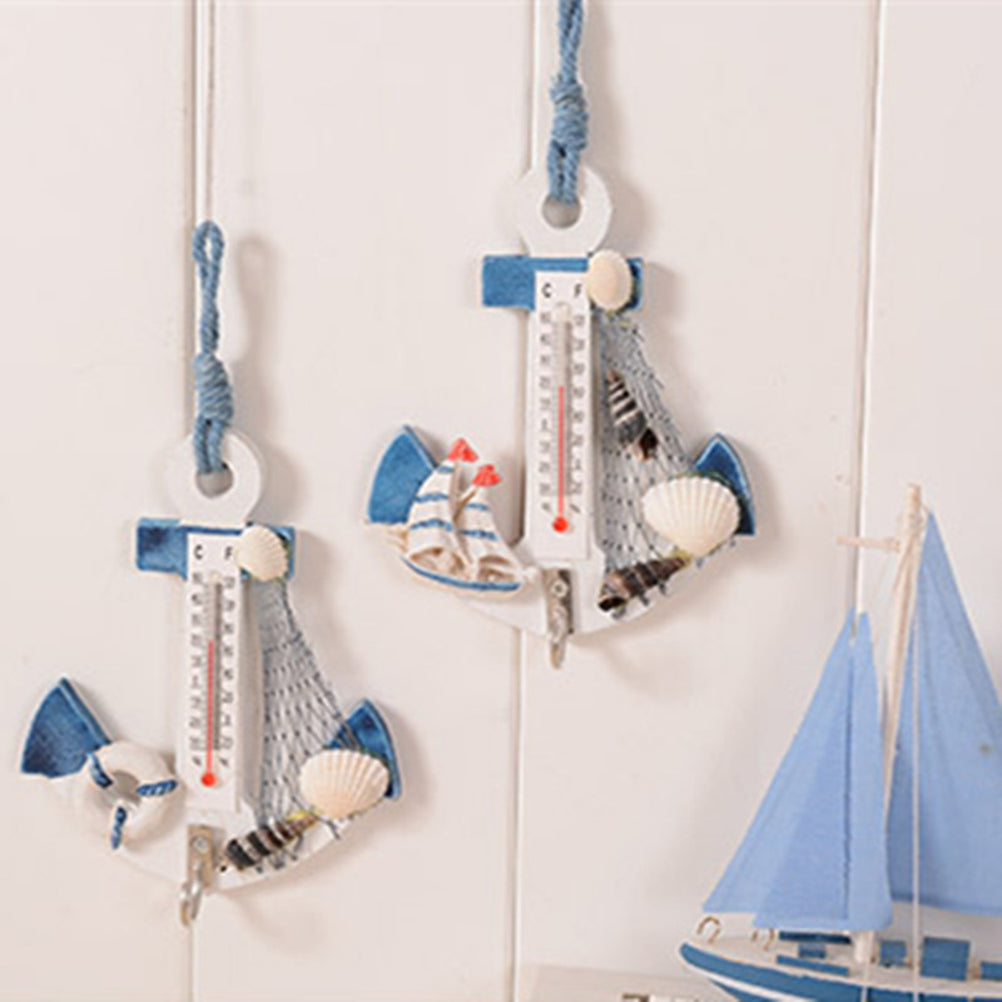 Wooden Anchor Thermometer – Nautical Wall Decor