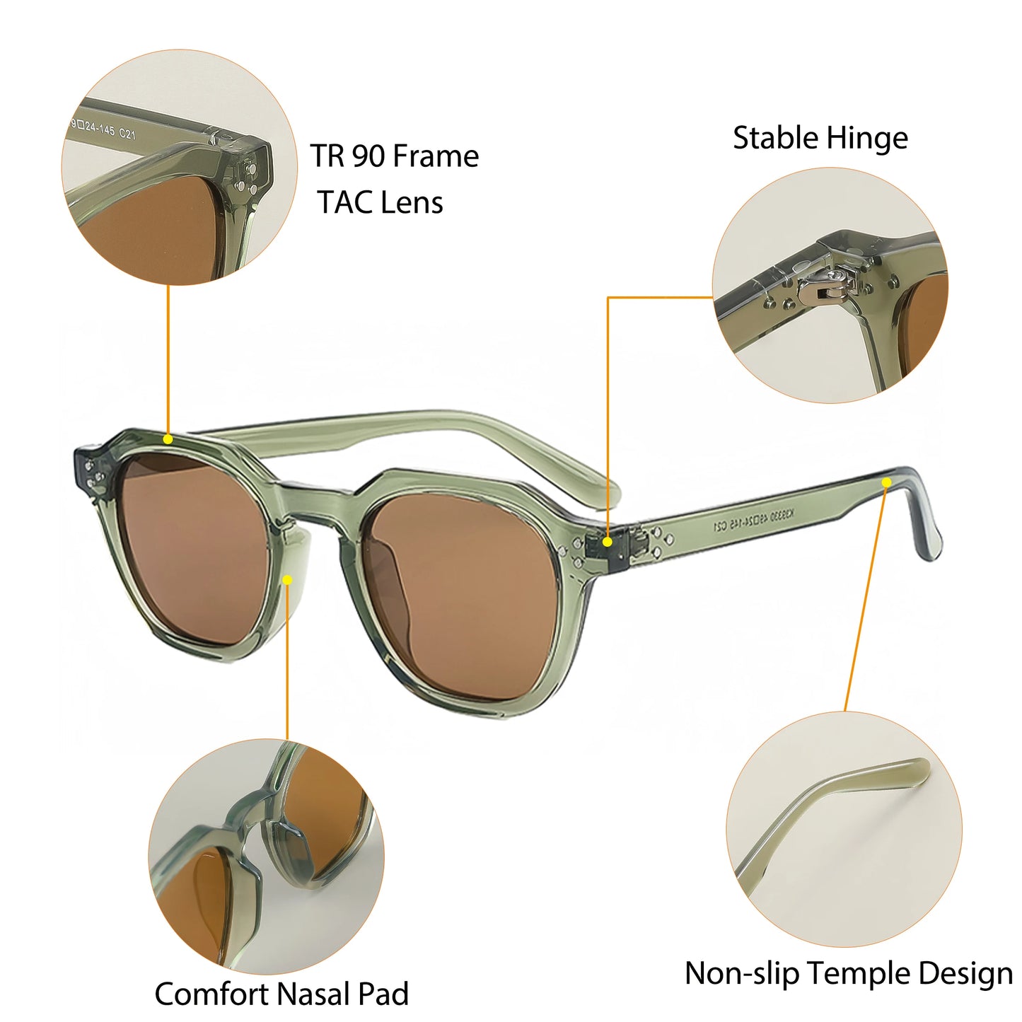 CATERSIDE Retro Polarized Sunglasses – Ultralight TR90 Frame