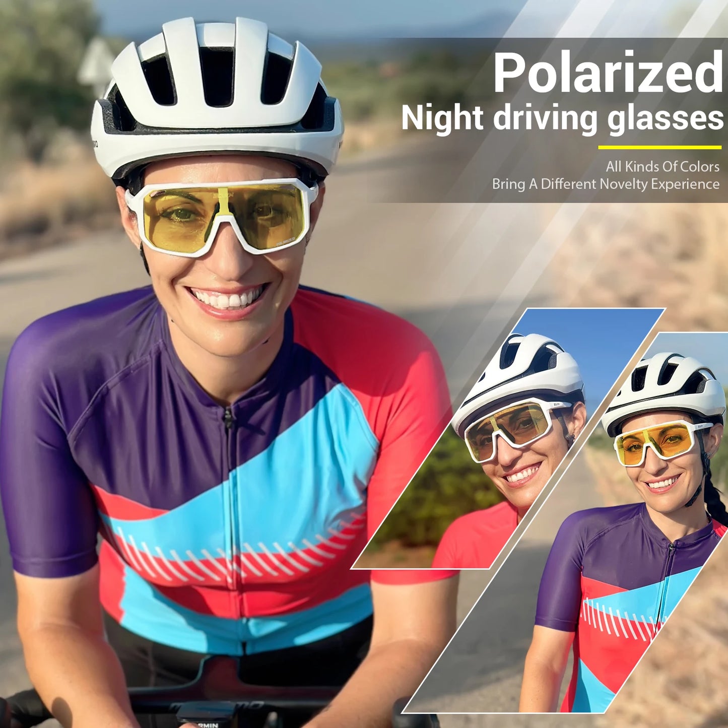 SCVCN Yellow Polarized Cycling Sunglasses – UV400 Sports Eyewear for Men & Women