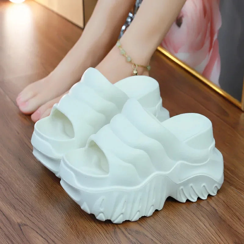 Women’s Fashion High-Heeled Platform Slippers – Non-Slip & Versatile