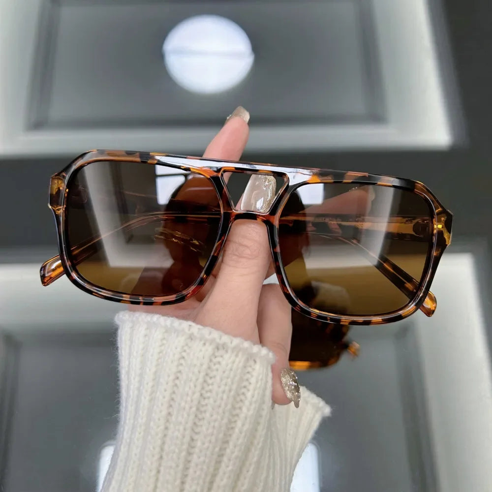 Vintage Square Sunglasses for Women – Retro Leopard Designer Shades